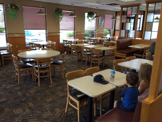 Very clean, bright, sizable indoor dining area.