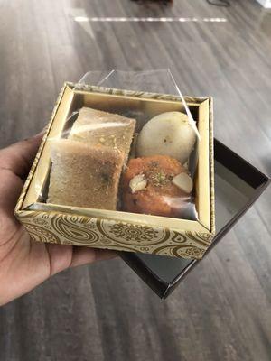 My desserts were beautifully packaged in this precious box. Great for gifting!