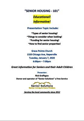 Come join us for a very educational and informative seminar on Senior Housing! For any questions related to your home care needs, please cal