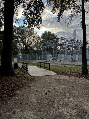 Bridge to dog parks at entrance