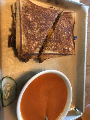 Perfectly toasted sandwich and tomato bisque