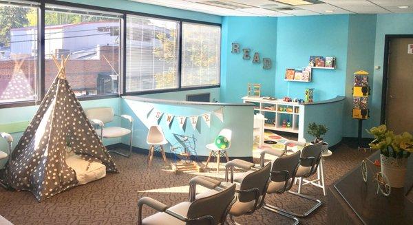 Warm and welcoming waiting area for kids and adults to enjoy!