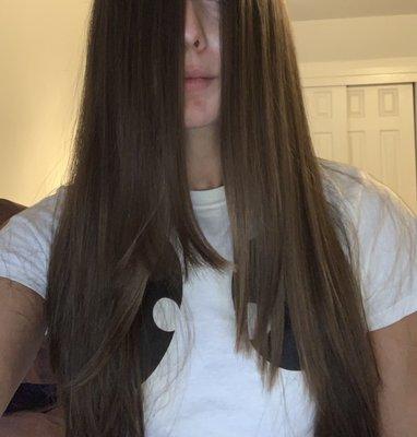 Hair cut completely uneven.