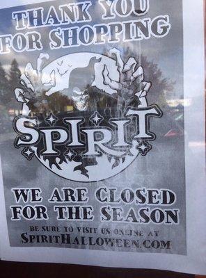 Spirit we are closed for show spirit