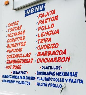 menu