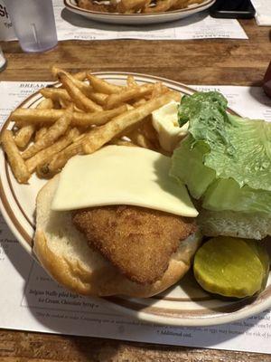 Fried chicken sandwich, added American cheese