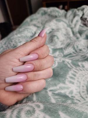 Coffin Ombre nails Long