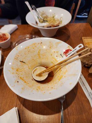 This is the aftermath of some amazing ramen!