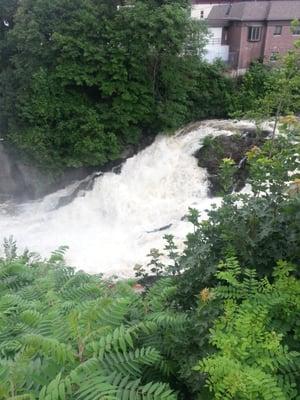 Waterfall across the street