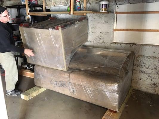 Wrap your couch, provide wooden planks and store it in someone's basement? No problem.