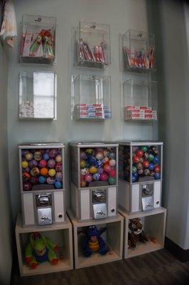 At the end of each visit, our little patients earn a coin for the gumball machine for a job well done!