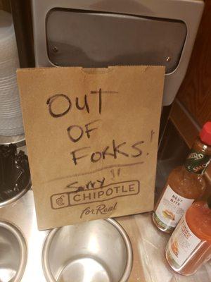 No forks or napkins