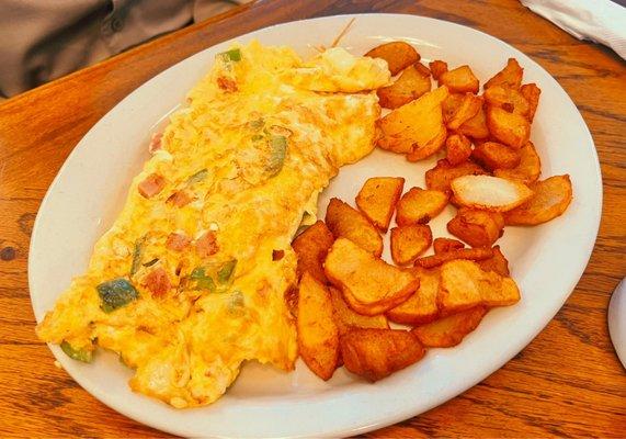 Western omelette with home fries.