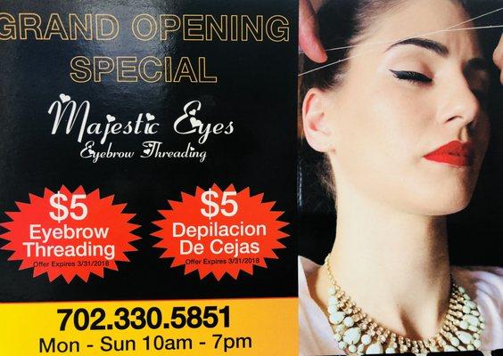 Grand Opening special, expires 03/31