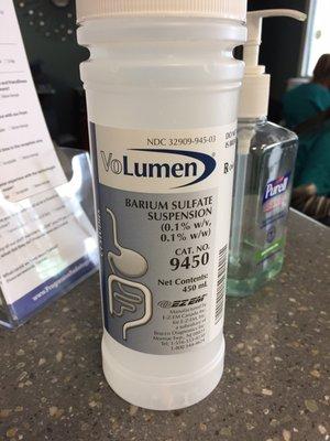 One barium bottle. Had to drink 3 - one every 20 minutes.