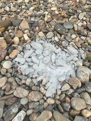 Concrete pour over pebble stones