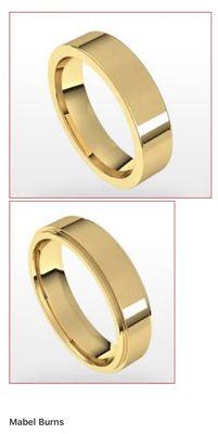 Man's 14k yellow gold, comfort fit flat wedding band.