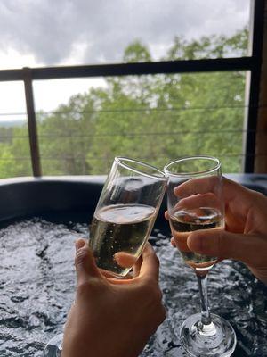 Hot tub outside