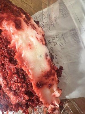 More mold at the top of the red velvet slice.