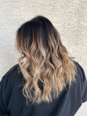 Rooty blonde balayage