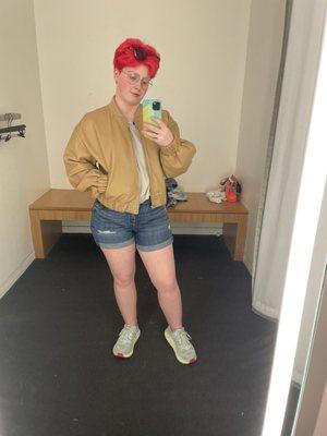 Me in my new jean shorts and bomber jacket