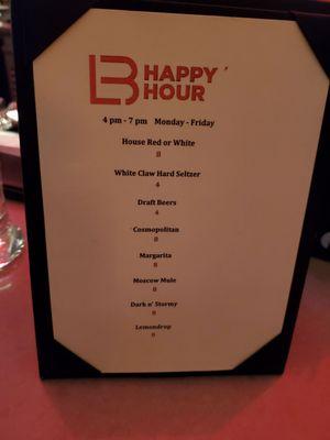 Happy hour menu