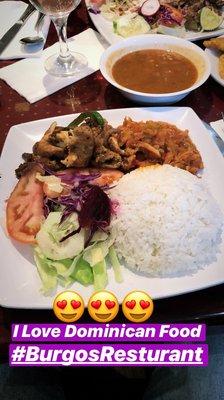 Cod fish, grilled chicken breast rice and red beans