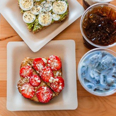 Our cold brew coffee pairs well with a sweet or savory toast.