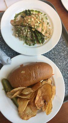 Salmon Scallopini and Italian Sausage Hoagie