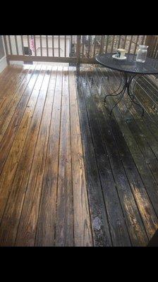 Wood deck pressure wash