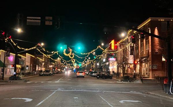 Main street decked out for the winter holiday season