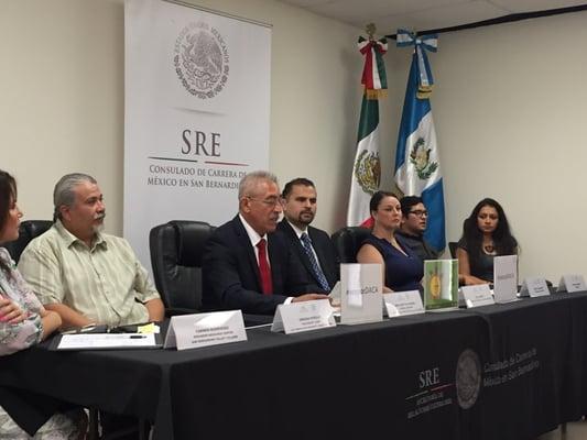 Immigration attorney, Hadley Bajramovic, at a press conference for Deferred Action's 3rd year at the San Bernardino Mexican Consulate