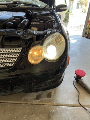 Headlight restoration after