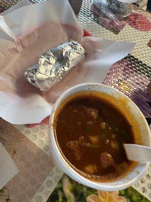 Birria Consume and fresh corn tortilla