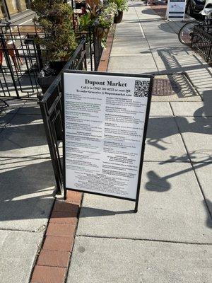 Menu as of April 2021