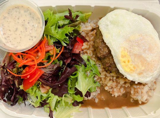 Mini loco moco with greens