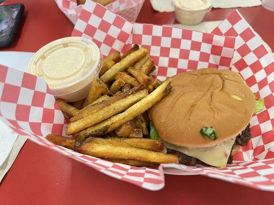 Cheeseburger and fries