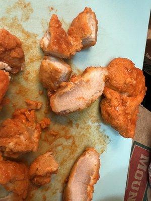 Raw boneless chicken wings