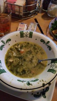 My half eaten bowl of Italian  wedding soup!!! Ever time I am in town I make sure to get this treat! Thank you Lori...the cook!