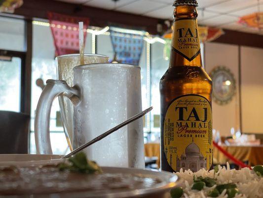 Goat curry and Taj Mahal lager