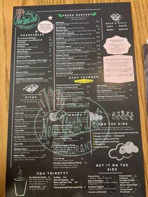 The menu