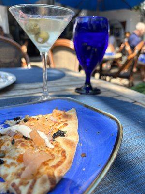 Palm Beach pizza and a dirty martini