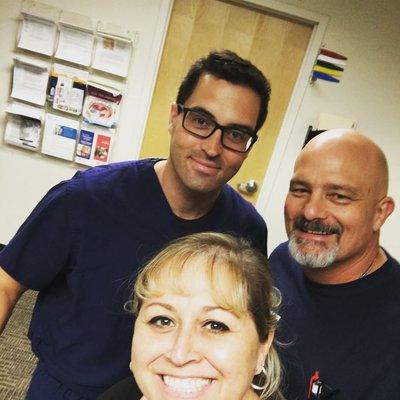 Leaving my 1st post-surgery follow-up: Dr. Stevens, my hubby, and me.