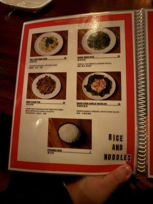 Rice & Noodles Menu