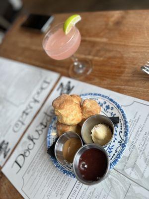 Biscuit bites. Caramel, sea salt butter and strawberry jam. Delicious.