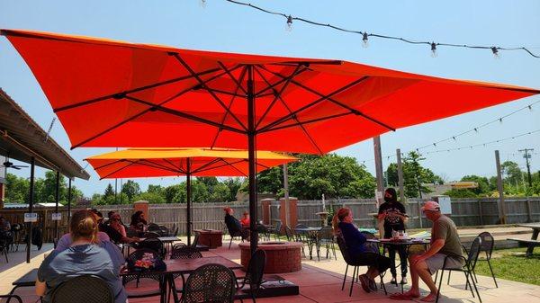 4 new huge umbrellas on the patio. Perfect day out here