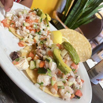 Tostada mixta , Tostada ceviche