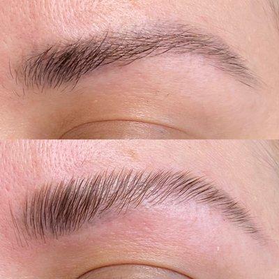 Brow Lamination over microblading . (Microblading done somewhere else)