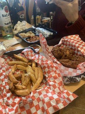 Taco fried chicken and fries