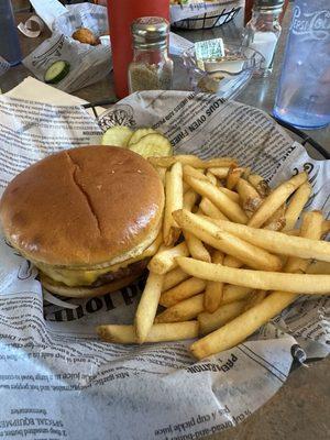 Cheeseburger and fries